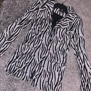 Naked Wardrobe sequin zebra blazer